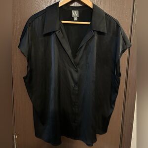 Worthington Black Sleeveless Button Front Blouse XXL